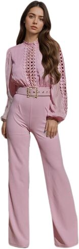 Sexy Jumpsuits for Women Casual Long Sleeve Romper Elegant One Piece Jumpsuit with Belt Pockets Wedding Guest Outfit in Saudi Arabia