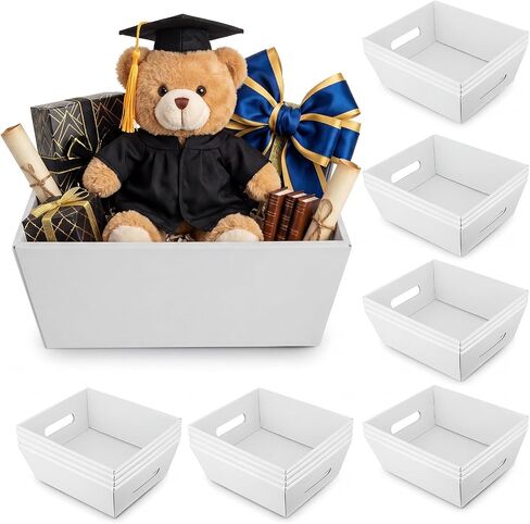 20 Pcs 10 x 8" Empty Gift Baskets Kraft Cardboard Baskets with Handles Bulk Empty Gift Trays Containers for Mother's Day Wedding Graduation Birthday Bridal Shower Decor(Black) in Saudi Arabia