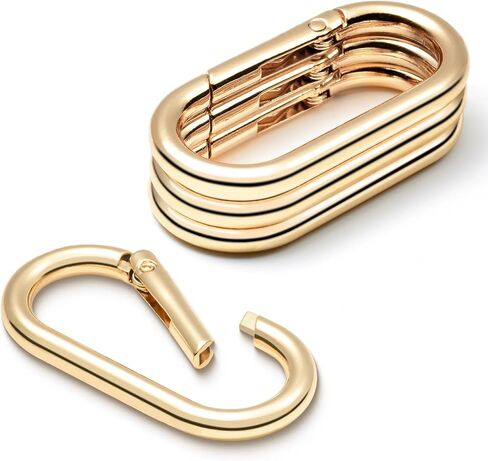 4pcs Gold Carabiner, 2" Oval Spring Keyrings, Large Keychain Carabiner Clips, Spring O Rings Buckles for Purse Clip, Bag Charms, Backpack Strap Clasp, Dog Tag, Car Keyring Accessories (Light Gold) in Kuwait