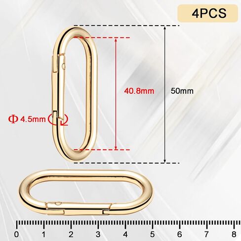 4pcs Gold Carabiner, 2" Oval Spring Keyrings, Large Keychain Carabiner Clips, Spring O Rings Buckles for Purse Clip, Bag Charms, Backpack Strap Clasp, Dog Tag, Car Keyring Accessories (Light Gold) in Kuwait