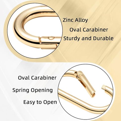 4pcs Gold Carabiner, 2" Oval Spring Keyrings, Large Keychain Carabiner Clips, Spring O Rings Buckles for Purse Clip, Bag Charms, Backpack Strap Clasp, Dog Tag, Car Keyring Accessories (Light Gold) in Kuwait
