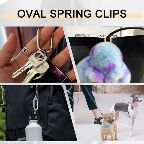 4pcs Gold Carabiner, 2" Oval Spring Keyrings, Large Keychain Carabiner Clips, Spring O Rings Buckles for Purse Clip, Bag Charms, Backpack Strap Clasp, Dog Tag, Car Keyring Accessories (Light Gold) in Kuwait