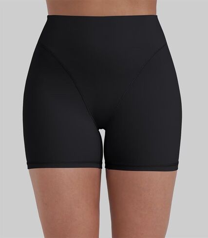 Sunzel Booty Contouring Biker Shorts for Women – High Waist Tummy Control Soft Squat Proof Thong Seams Workout Gym Spandex 4" Inseam Black Large in Kuwait
