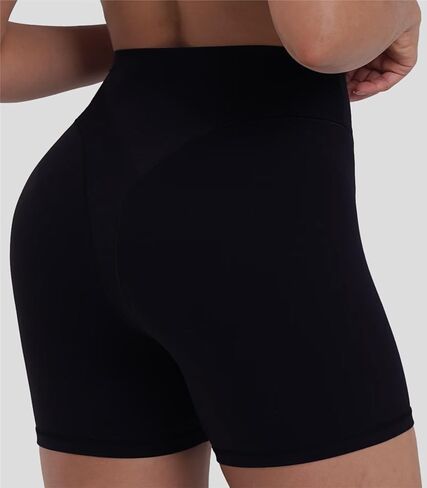 Sunzel Booty Contouring Biker Shorts for Women – High Waist Tummy Control Soft Squat Proof Thong Seams Workout Gym Spandex 4" Inseam Black Large in Kuwait