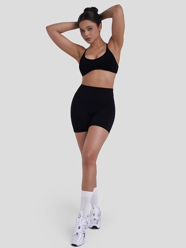 Sunzel Booty Contouring Biker Shorts for Women – High Waist Tummy Control Soft Squat Proof Thong Seams Workout Gym Spandex 4" Inseam Black Large in Kuwait