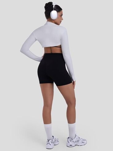 Sunzel Booty Contouring Biker Shorts for Women – High Waist Tummy Control Soft Squat Proof Thong Seams Workout Gym Spandex 4" Inseam Black Large in Kuwait