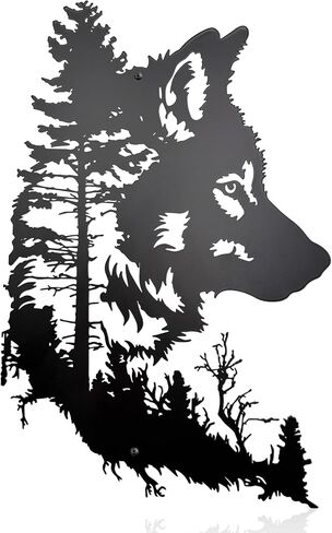 dryelves Metal Wolf Wall Decor, Wolf Head Wall Art For Home Office Living Room, Bedroom, Dining Room（Black） in Saudi Arabia