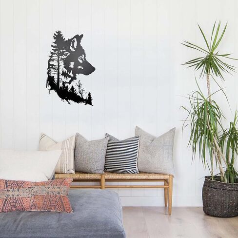dryelves Metal Wolf Wall Decor, Wolf Head Wall Art For Home Office Living Room, Bedroom, Dining Room（Black） in Saudi Arabia