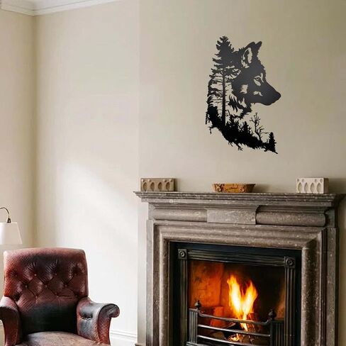 dryelves Metal Wolf Wall Decor, Wolf Head Wall Art For Home Office Living Room, Bedroom, Dining Room（Black） in Saudi Arabia