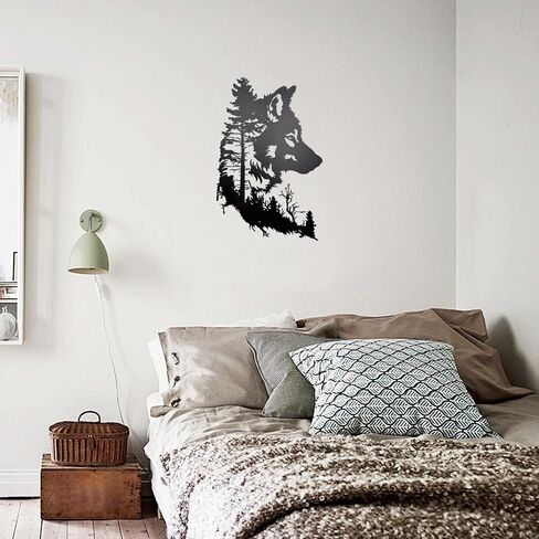 dryelves Metal Wolf Wall Decor, Wolf Head Wall Art For Home Office Living Room, Bedroom, Dining Room（Black） in Saudi Arabia