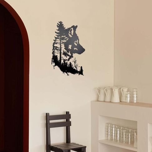 dryelves Metal Wolf Wall Decor, Wolf Head Wall Art For Home Office Living Room, Bedroom, Dining Room（Black） in Saudi Arabia