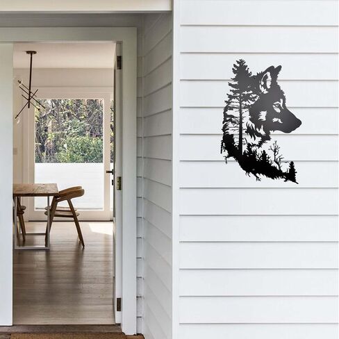 dryelves Metal Wolf Wall Decor, Wolf Head Wall Art For Home Office Living Room, Bedroom, Dining Room（Black） in Saudi Arabia