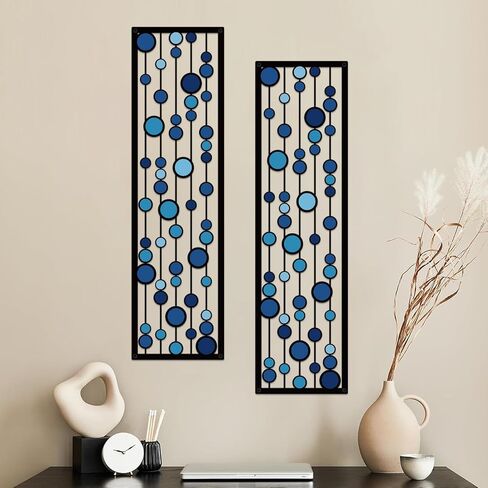 ShxTrade Geometric Metal Wall Decor, Modern Minimalist Geometric Wall Art 3D Abstract for Living Room Metal Wall Sculpture Hanging for Home Bedroom Office (Blue) in Saudi Arabia