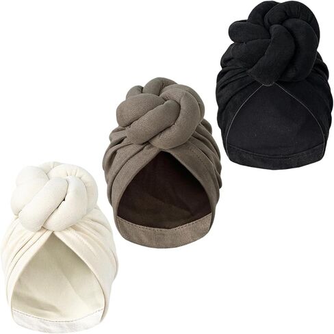 3 Pcs Women Turbans African Head Wraps Knot Pre-Tied Bonnet Beanie Cap Twisted Turban Headwrap Hair Covers for Women in Saudi Arabia
