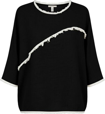 المرأة 3/4 طول الأكمام العصرية خفيفة الوزن Crewneck بالإضافة إلى حجم قمصان تونيك الصيف عارضة البلوزات الأنيقة in Kuwait