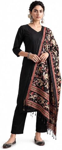 Women's Rayon Solid Straight Kurti With Pant & Dupatta- Ethnic Wear in Saudi Arabia