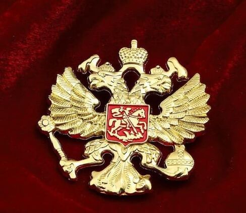 Russian Double-Headed Eagle Emblem, Soviet Sickle and Hammer, First-Class Patriotic Medal, Red Five-Pointed Star Metal Brooch in Kuwait