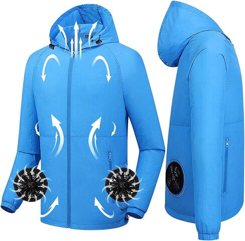 Hooded Fan Suits, Cold Air-Conditioning Suits for Cooling Sun Protection. 3-Speed Adjustable Cooling Sports Suits for Construction Site Farms,Blue,XL in Saudi Arabia