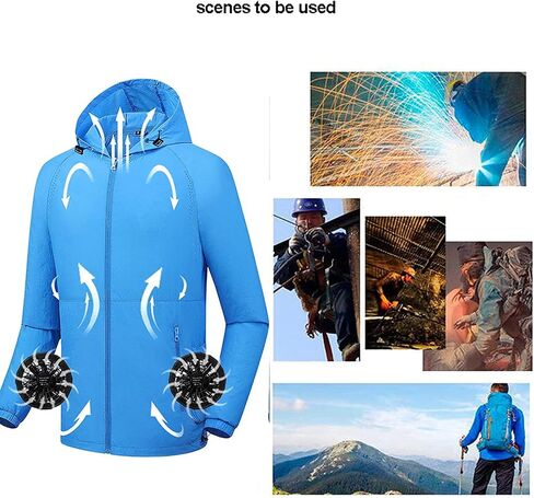 Hooded Fan Suits, Cold Air-Conditioning Suits for Cooling Sun Protection. 3-Speed Adjustable Cooling Sports Suits for Construction Site Farms,Blue,XL in Saudi Arabia