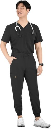 Maevn Matrix Pro Men's Full Elastic Waistband Jogger Medical Scrub Pant | Clinical Uniform Bottom with 6 Pockets, Dye-to-Match Inner Drawstring and Rib Ankle Cuffs in Saudi Arabia