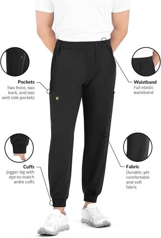Maevn Matrix Pro Men's Full Elastic Waistband Jogger Medical Scrub Pant | Clinical Uniform Bottom with 6 Pockets, Dye-to-Match Inner Drawstring and Rib Ankle Cuffs in Saudi Arabia