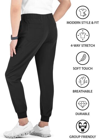 Maevn Matrix Pro Men's Full Elastic Waistband Jogger Medical Scrub Pant | Clinical Uniform Bottom with 6 Pockets, Dye-to-Match Inner Drawstring and Rib Ankle Cuffs in Saudi Arabia