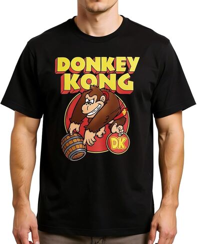 Nintendo Donkey Kong 3D Retro Logo Vintage Arcade Barrel Throw T-Shirt - in Kuwait