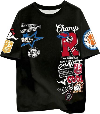 SweatyRocks Men's Graphic Short Sleeve Tee Shirts Casual Letter Print Crew Neck Oversized Jersey Tees Streetwear in Saudi Arabia