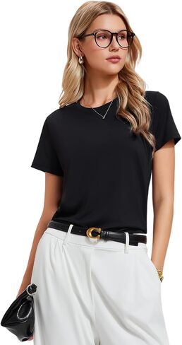 Women's Fitted T Shirt Short Sleeve Workout Top Non See Through Nylon Spandex Stretch Y2K Casual Basic Workout Gym Tee Summer in Saudi Arabia
