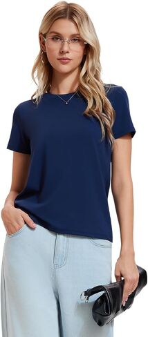 Women's Fitted T Shirt Short Sleeve Workout Top Non See Through Nylon Spandex Stretch Y2K Casual Basic Workout Gym Tee Summer in Saudi Arabia