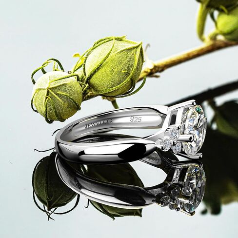 Silver Ring Blank Semi Mount for DIY Jewelry Making - 8mm Round Setting, Rhodium Plated 925 Sterling Silver with 6 White CZ Side Stones in Saudi Arabia