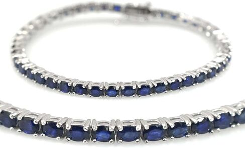 Natural Blue Sapphire Gemstone Tennis Bracelet 925 Sterling Silver September Birthstone Wedding Jewelry Unisex Proposal Bracelet Love and Friendship Gift For Girlfriend Gift in Kuwait