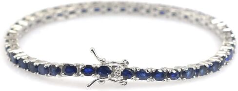 Natural Blue Sapphire Gemstone Tennis Bracelet 925 Sterling Silver September Birthstone Wedding Jewelry Unisex Proposal Bracelet Love and Friendship Gift For Girlfriend Gift in Kuwait