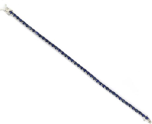 Natural Blue Sapphire Gemstone Tennis Bracelet 925 Sterling Silver September Birthstone Wedding Jewelry Unisex Proposal Bracelet Love and Friendship Gift For Girlfriend Gift in Kuwait