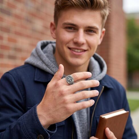 St.Benedict Rings Catholic Roman Cross Demon Protection Ghost Hunter St Benedict Jewelry for Men-8/9/10 in Saudi Arabia