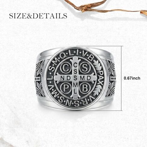 St.Benedict Rings Catholic Roman Cross Demon Protection Ghost Hunter St Benedict Jewelry for Men-8/9/10 in Saudi Arabia
