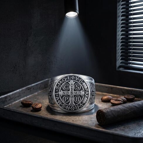 St.Benedict Rings Catholic Roman Cross Demon Protection Ghost Hunter St Benedict Jewelry for Men-8/9/10 in Saudi Arabia