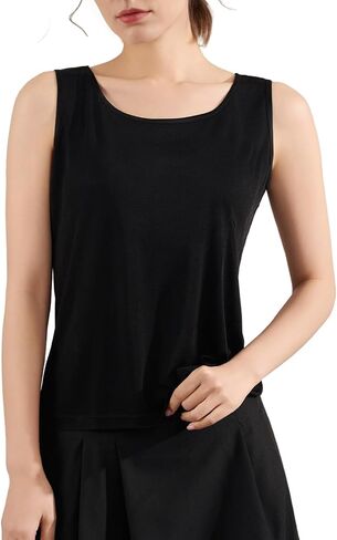 Womens 100% Mulberry Silk Camisole, Premium Knitted Silk Tank Top, Ultra Soft & Breathable, Scoop Neck Basic Cami in Saudi Arabia