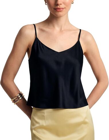 Womens 100% Mulberry Silk Camisole, 22 Momme Silk Built-in Bra Tank Top, Adjustable Spaghetti Strap Basic Cami in Saudi Arabia
