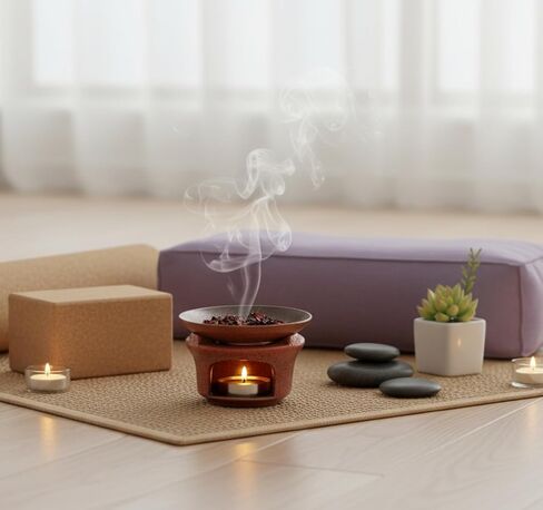 Ceramic Incense Burner Kit, No Electricity Needed,Zen-Inspired Aromatherapy Oil Burner with Rustic Terracotta Glaze, Perfect for Home, Office, Yoga & Meditation (Reddish Brown) in Saudi Arabia