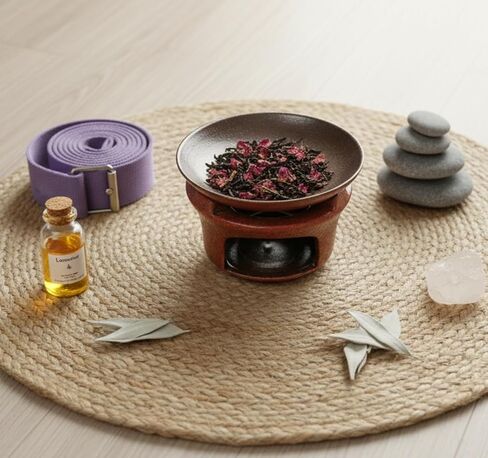 Ceramic Incense Burner Kit, No Electricity Needed,Zen-Inspired Aromatherapy Oil Burner with Rustic Terracotta Glaze, Perfect for Home, Office, Yoga & Meditation (Reddish Brown) in Saudi Arabia