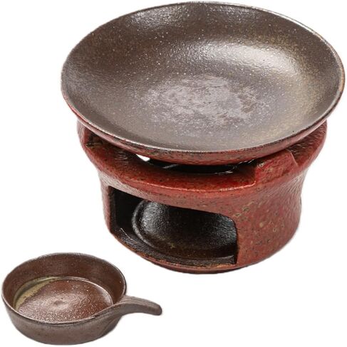 Ceramic Incense Burner Kit, No Electricity Needed,Zen-Inspired Aromatherapy Oil Burner with Rustic Terracotta Glaze, Perfect for Home, Office, Yoga & Meditation (Reddish Brown) in Saudi Arabia