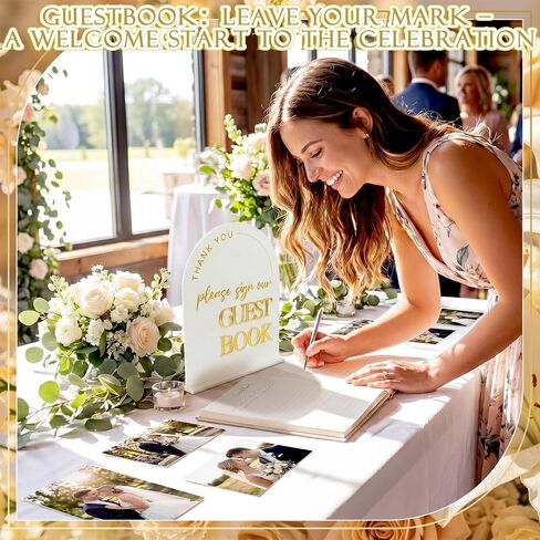 Amyhill 4 Pcs Arched Large Acrylic Wedding Signs for Reception and Ceremony 8x10 Inch in Loving Memory Table Sign with Stand 3D Golden Letter Wedding Table Decor for Cards and Gifts Guestbook Marriage in Kuwait