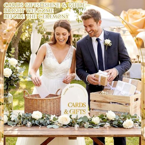 Amyhill 4 Pcs Arched Large Acrylic Wedding Signs for Reception and Ceremony 8x10 Inch in Loving Memory Table Sign with Stand 3D Golden Letter Wedding Table Decor for Cards and Gifts Guestbook Marriage in Kuwait