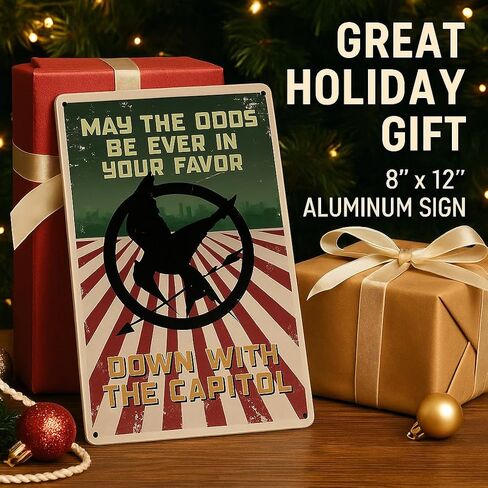 Hunger Games Inspired Metal Wall Art – 8×12 inch Aluminum Quote Sign for Movie Fans, Vintage Fan Decor for Bedroom, Office, or Game Room in Saudi Arabia