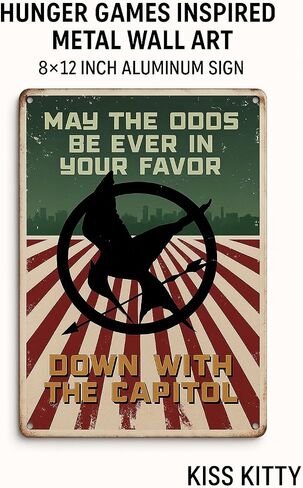 Hunger Games Inspired Metal Wall Art – 8×12 inch Aluminum Quote Sign for Movie Fans, Vintage Fan Decor for Bedroom, Office, or Game Room in Saudi Arabia