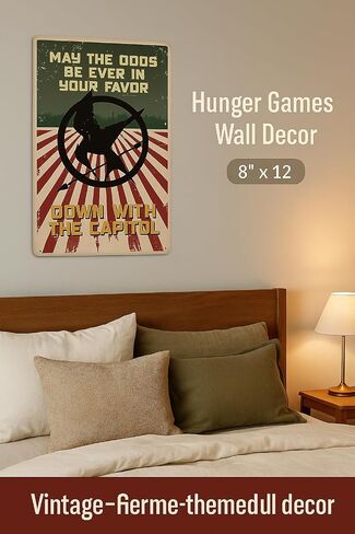 Hunger Games Inspired Metal Wall Art – 8×12 inch Aluminum Quote Sign for Movie Fans, Vintage Fan Decor for Bedroom, Office, or Game Room in Saudi Arabia