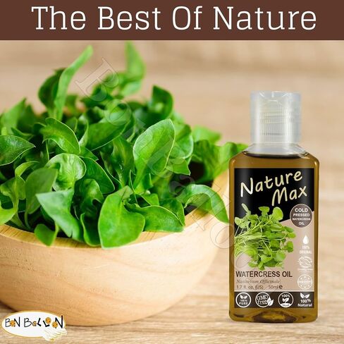 Nature Max Watercress Oil Natural Cold Pressed (1.7 oz / 50 ml) Roquette Rucola Arugula Rugula Cress Non Gmo Pure Herbal Cooking & Hair & Skin & Body in Saudi Arabia