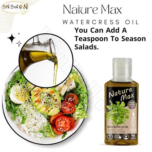 Nature Max Watercress Oil Natural Cold Pressed (1.7 oz / 50 ml) Roquette Rucola Arugula Rugula Cress Non Gmo Pure Herbal Cooking & Hair & Skin & Body in Saudi Arabia