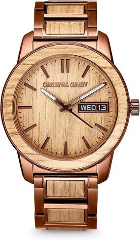 Original Grain Men's Whiskey Espresso 42mm Analog Watch | Barrel Collection, 316L Stainless Steel, Adjustable Watch Band | 5ATM Water-Resistant & Scratch-Resistant | Fashion Wrist Watch for Men in Saudi Arabia
